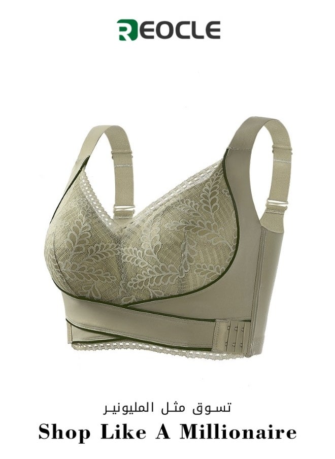 REOCLE - Women's Lace Bras Front Criss Cross Bras Wireless Push Up Seamless Bra Comfy Posture Corrector Sports Yoga Bra - Image 1