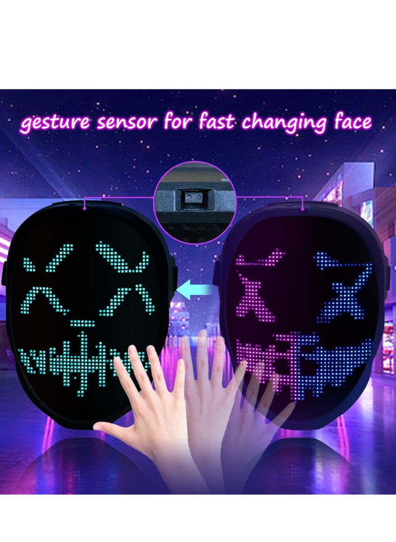 SYOSI - Led Mask, Light Up Mask with Gesture Sensing, Cool Digital LED Lighted Face Transforming Mask, Costume Cosplay Party Masquerade - Image 1