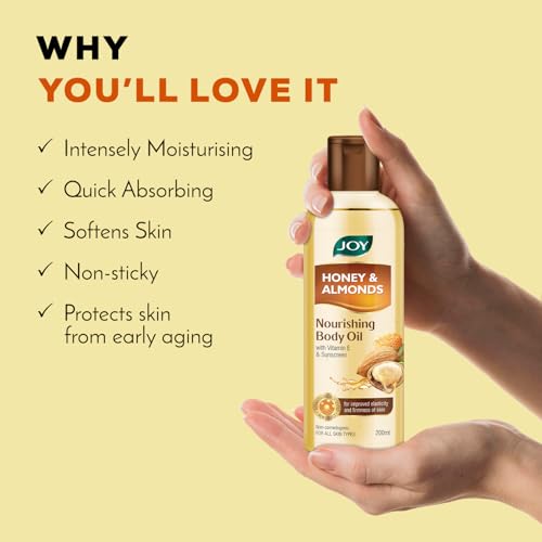 Joy Honey & Almonds Body Oil – After-Bath Daily-Use Badam Massage Oil with Vitamin E & Sunscreen | Full-Body Relaxation, Dry-Skin & Winter Moisture | 200 ml - Image 4