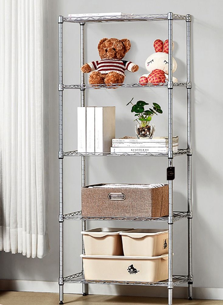 Sharpdo 5 رفوف سلكية من الفولاذ للتخزين قابلة للتعديل لوحدات الغسيل والحمام والمطبخ والمخزن والخزانة - Image 3