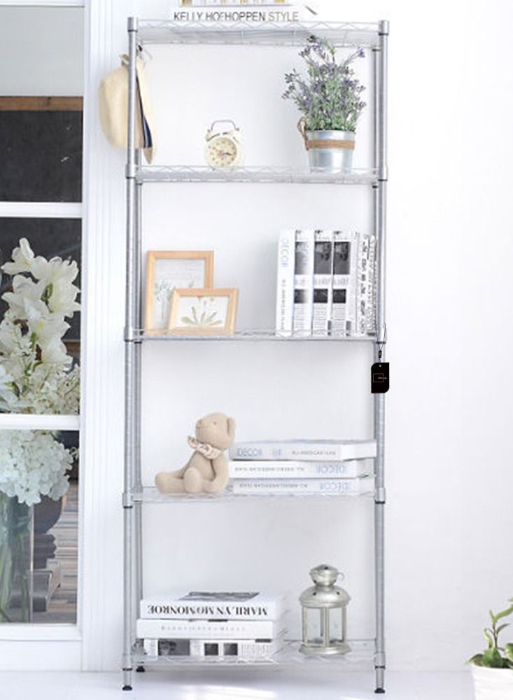 Sharpdo 5 رفوف سلكية من الفولاذ للتخزين قابلة للتعديل لوحدات الغسيل والحمام والمطبخ والمخزن والخزانة - Image 4