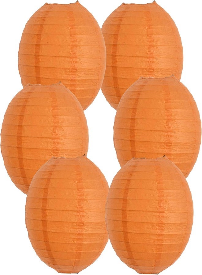 The Decor Affair Set of 6 Round Paper Lanterns - Decorative Hanging Lamps for Parties, Weddings, Showers, Holidays & Home Decoration (Orange, 10 Inch) - Image 1