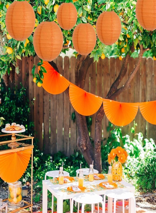 The Decor Affair Set of 6 Round Paper Lanterns - Decorative Hanging Lamps for Parties, Weddings, Showers, Holidays & Home Decoration (Orange, 10 Inch) - Image 5
