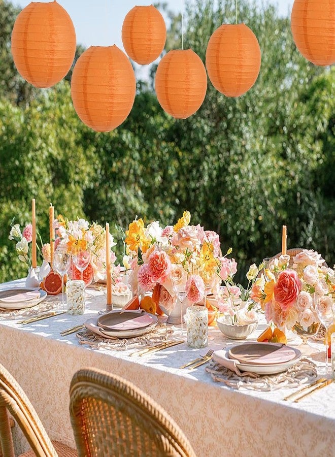 The Decor Affair Set of 6 Round Paper Lanterns - Decorative Hanging Lamps for Parties, Weddings, Showers, Holidays & Home Decoration (Orange, 10 Inch) - Image 4