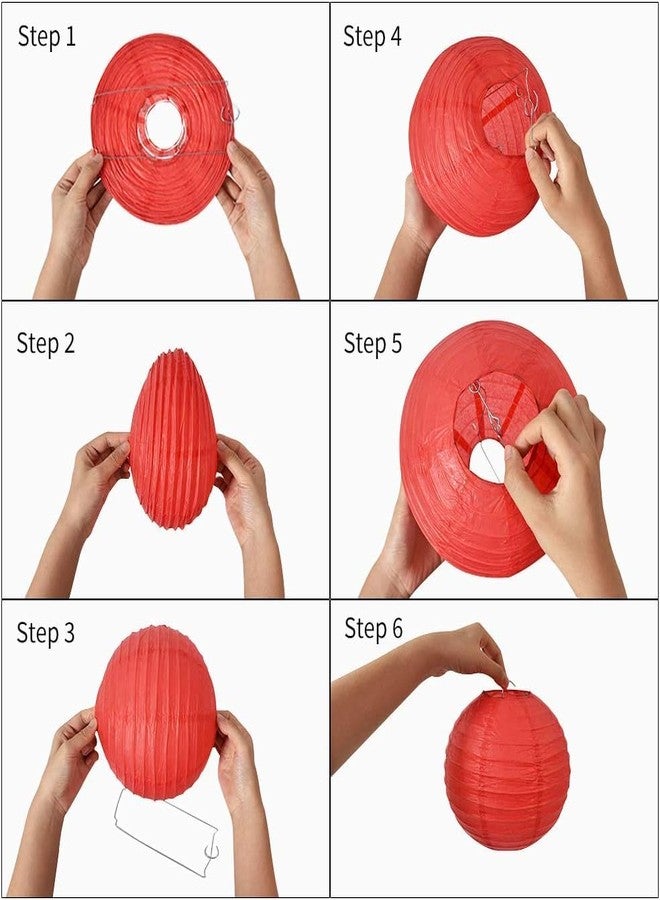 The Decor Affair Set of 6 Round Paper Lanterns - Decorative Hanging Lamps for Parties, Weddings, Showers, Holidays & Home Decoration (Orange, 10 Inch) - Image 2