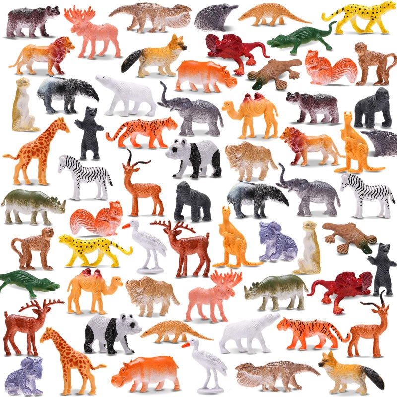 KarberDark Animal Toy, 64 Pack Mini Wild Jungle Realistic Plastic Animals Figure Toys Set, for Kids Boy Girl Party Favors Pinata Goodie Bag Stuffers Easter Egg Fillers Birthday Classroom Rewards Cupcake Toppers - Image 1
