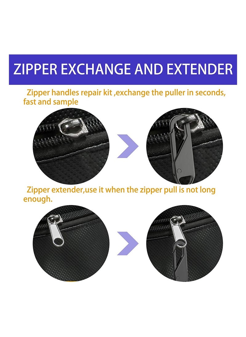 SYOSI - Zipper Pull Replacement, Detachable Zipper Pull Tabs for Luggage Clothing Jackets Backpacks Boots Purse Coat, Zipper Repair Kit Zipper Slider Pull Tab Metal Zipper Head, 10 Pcs (Silver, Black, Gold) - Image 1