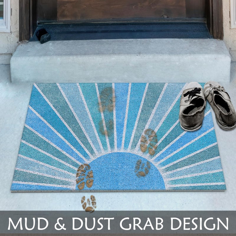 Supwhd Blue Boho Outdoor Door Mat Doormat, Blue Boho Welcome Door Mats Doormat Outdoor Indoor Entrance, Indoor Door Mats for Entryway, 17x30 - Image 3