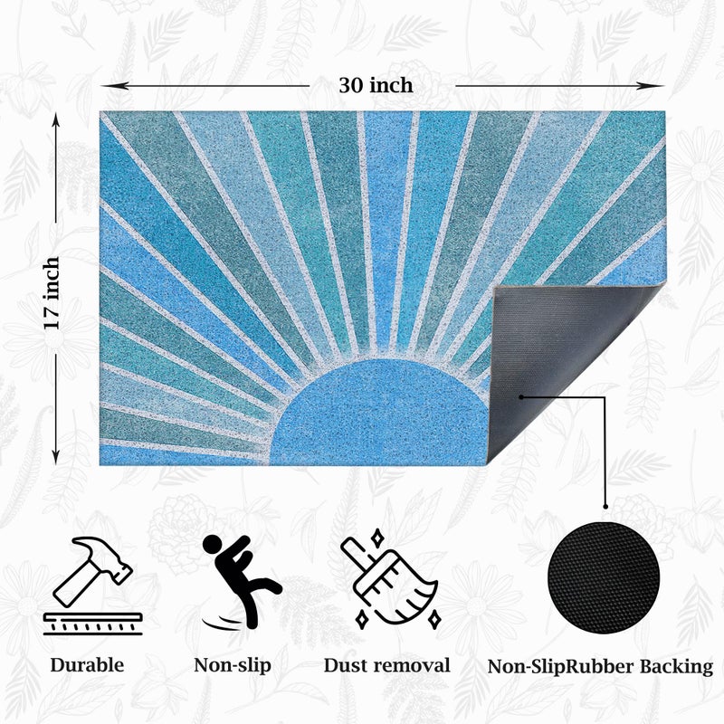 Supwhd Blue Boho Outdoor Door Mat Doormat, Blue Boho Welcome Door Mats Doormat Outdoor Indoor Entrance, Indoor Door Mats for Entryway, 17x30 - Image 5