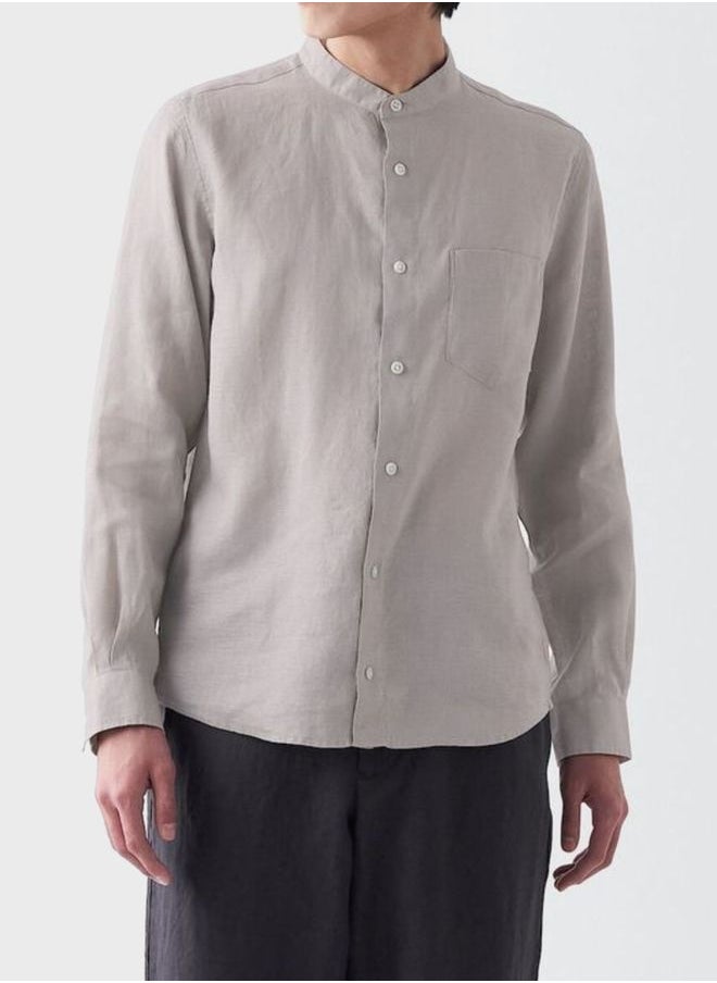 MUJI French Linen Washed Stand Collar Shirt  - Image 1