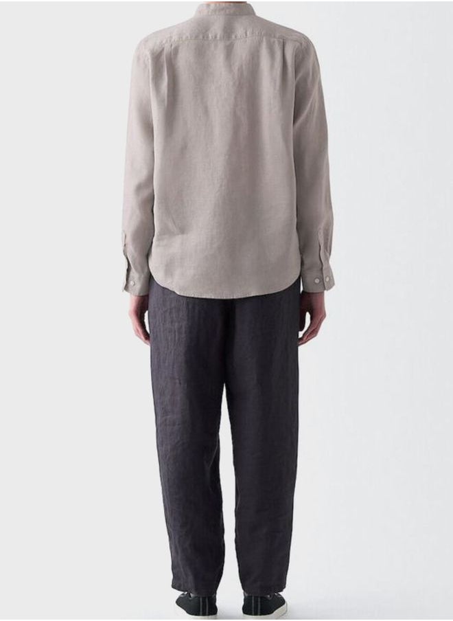 MUJI French Linen Washed Stand Collar Shirt  - Image 4