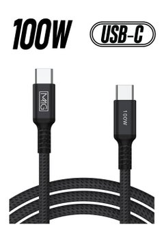 MMG USB C Braided Cable 100W, USB-C to USB-C 1 meter, USB C Charger Cable for iPhone 15, Mac Book Pro 2020, iPad Pro 2020, Switch, Samsung Galaxy all models, Pixel, Laptops and lot more  - Image 1