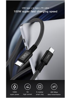 MMG USB C Braided Cable 100W, USB-C to USB-C 1 meter, USB C Charger Cable for iPhone 15, Mac Book Pro 2020, iPad Pro 2020, Switch, Samsung Galaxy all models, Pixel, Laptops and lot more  - Image 2