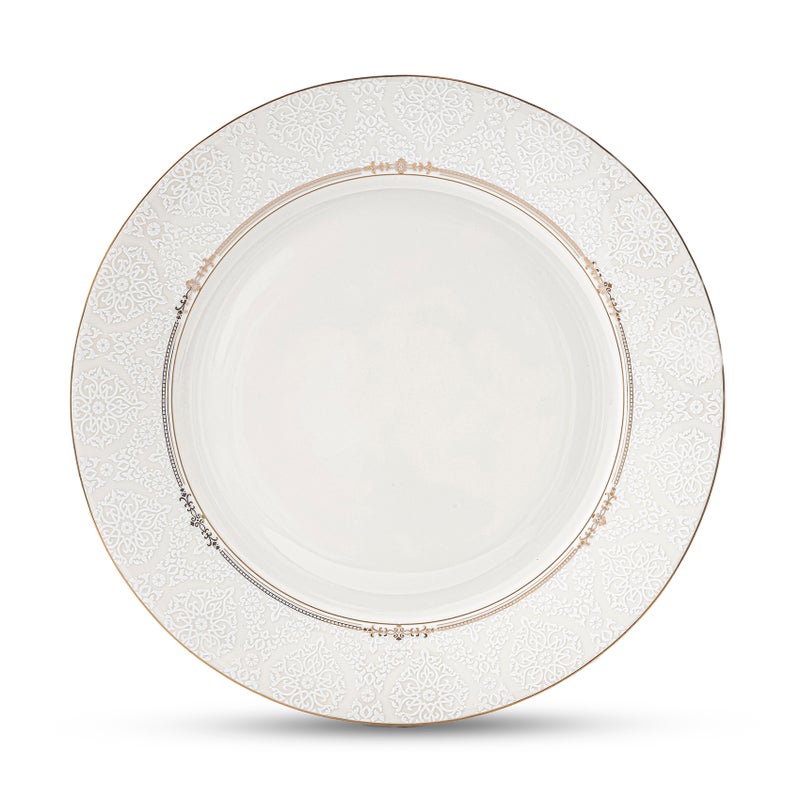 Shallow ISLA New Bone China Dinner Plate 26.7 cm  White with Elegant Gold Rim, Premium Tableware for Daily Use, Brunch, Ramadan, Eid, Diwali & Gifting, Crockery, Casual dining plate - Image 1