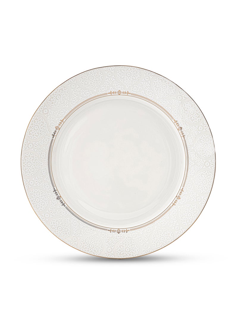 Shallow ISLA New Bone China Dinner Plate 26.7 cm – White with Elegant Gold Rim, Premium Tableware for Daily Use, Brunch, Ramadan, Eid, Diwali & Gifting, Crockery, Casual dining plate - Image 1