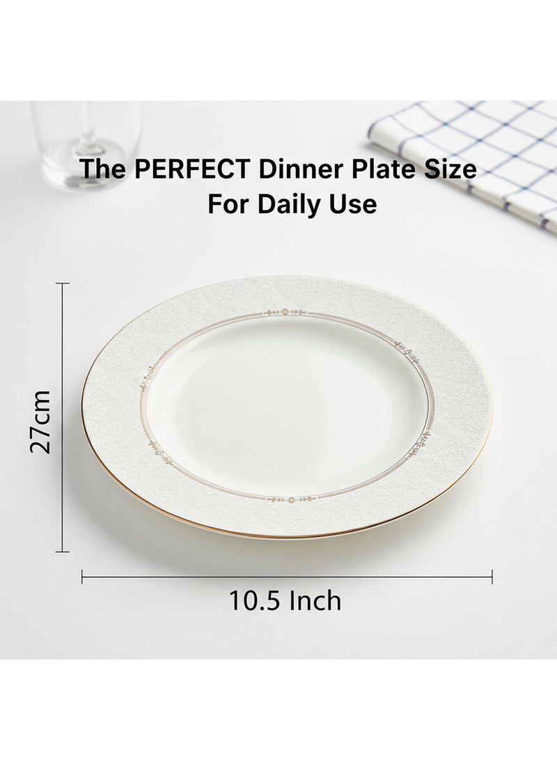 Shallow ISLA New Bone China Dinner Plate 26.7 cm – White with Elegant Gold Rim, Premium Tableware for Daily Use, Brunch, Ramadan, Eid, Diwali & Gifting, Crockery, Casual dining plate - Image 3