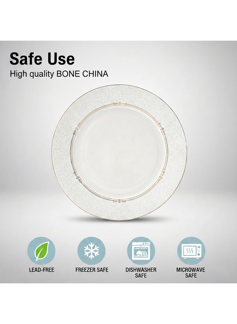 Shallow ISLA New Bone China Dinner Plate 26.7 cm – White with Elegant Gold Rim, Premium Tableware for Daily Use, Brunch, Ramadan, Eid, Diwali & Gifting, Crockery, Casual dining plate - Image 5