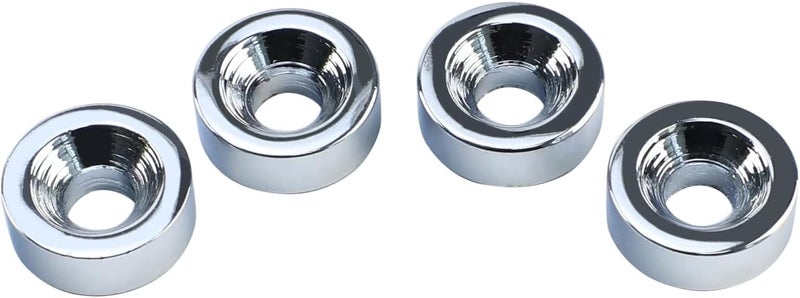 OVSAL 4Pcs Guitar Neck Joint Ferrules with Screws Stainless Steel Bass Joint Bushings Bolt Kit Compatible with Bolt-on Necks Electric Bass Guitar Replacement Parts Chrome - Image 2