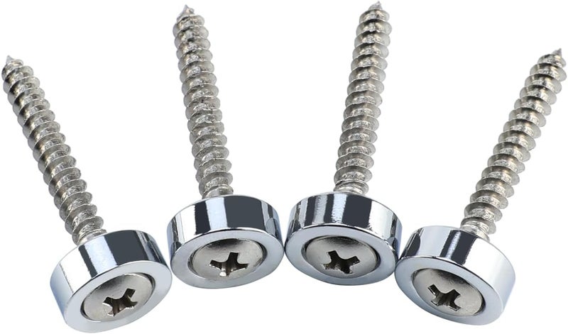 OVSAL 4Pcs Guitar Neck Joint Ferrules with Screws Stainless Steel Bass Joint Bushings Bolt Kit Compatible with Bolt-on Necks Electric Bass Guitar Replacement Parts Chrome - Image 3