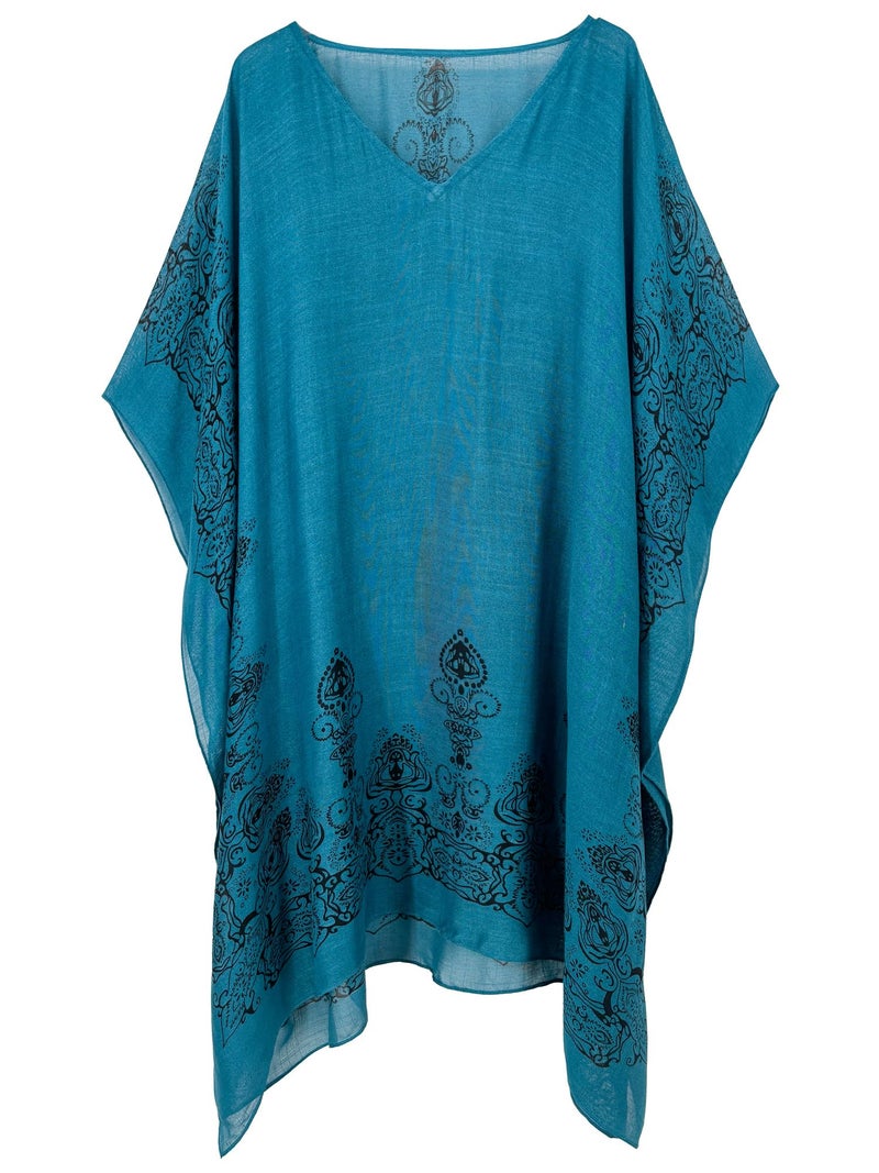 Moss Rose Caftan for Women Beach Cover up Swimsuit Kimono Cardigan with Bohemian Floral Print - Image 2