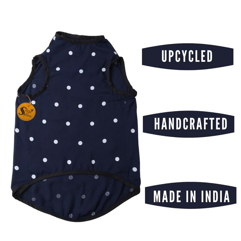 Sage Square Crazy Printed Dog T-Shirt, Trending Dog T-Shirt, Ultra Soft & Light Weight, Comfortable & Breathable Dog Apparel, Trendy Outfit (Polka Blue) (Medium - 18inch) - Image 3