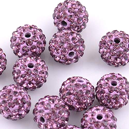 RUBYCA Pave Czech Crystal Disco Ball Clay Beads fit Shamballa Jewelry (50pcs, 12mm, Light Purple) - Image 2