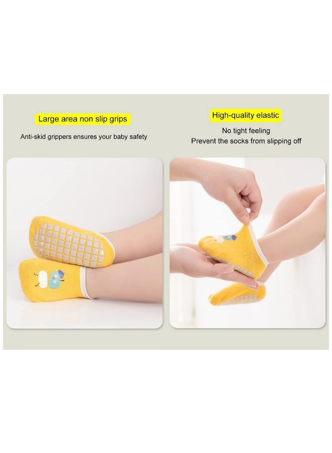 Baby Non-skid Grip Socks Toddler Socks Anti Skid Slipper Crew Socks for Girls Boys Infant Newborn, 6 Pairs, S Size, 0-12 months infant - Image 3