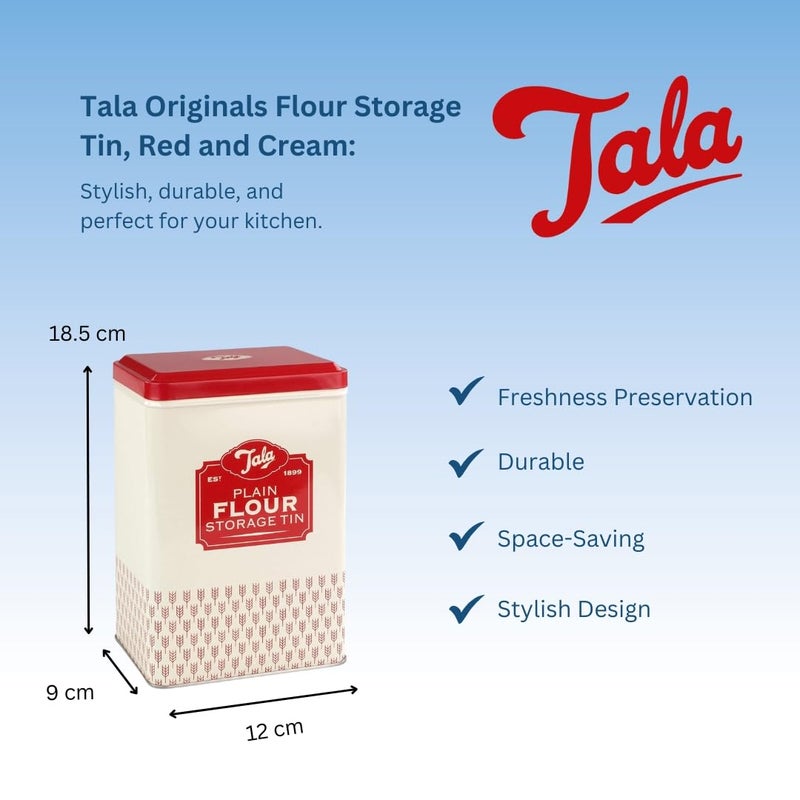 Tala Originals Plain Flour Storage Tin, Red, 12.5x9.3 cm | Durable & Stylish Kitchen Storage for Freshness & Easy Access - Image 2