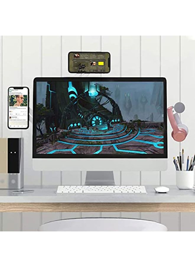 Arabest Magnetic Phone Holder for Laptop, Adjustable Phone Monitor Side Mount for iPhone 14 /13 Series / 12 Pro Max/ 12 Pro/ 12 Mini, Slim Portable Foldable Computer Expansion Bracket, Silver  - Image 5