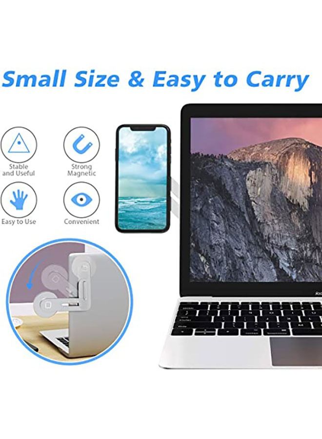 Arabest Magnetic Phone Holder for Laptop, Adjustable Phone Monitor Side Mount for iPhone 14 /13 Series / 12 Pro Max/ 12 Pro/ 12 Mini, Slim Portable Foldable Computer Expansion Bracket, Silver  - Image 4