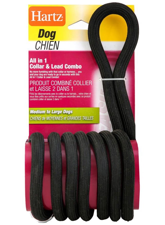 All In 1 Collar And Lead Combo Dog Leash, Black