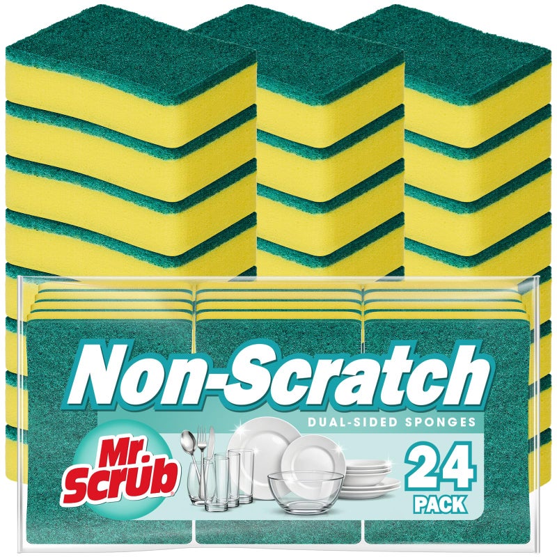 MR. SCRUB Mr Scrub Sponges Kitchen Scrub Dish Sponge Scouring Pad 24 Pack Cleaning Brush Scrubber Supplies for Soap Dishwashing Dinnerware Sets Pan Pot Towels Cloth Rags Holder Glass Dishwasher Sink Bathroom - Image 2