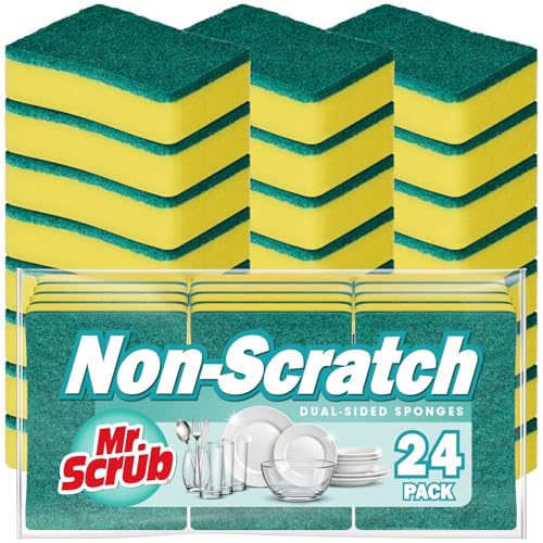 MR. SCRUB Mr Scrub Sponges Kitchen Scrub Dish Sponge Scouring Pad 24 Pack Cleaning Brush Scrubber Supplies for Soap Dishwashing Dinnerware Sets Pan Pot Towels Cloth Rags Holder Glass Dishwasher Sink Bathroom - Image 1