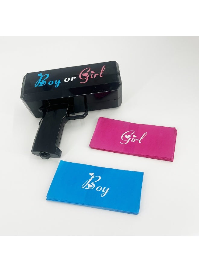 Gender reveal money spray gun, equipped with a pink and blue support, to determine the baby's gender (boy or girl), manual party spray gun - Image 1