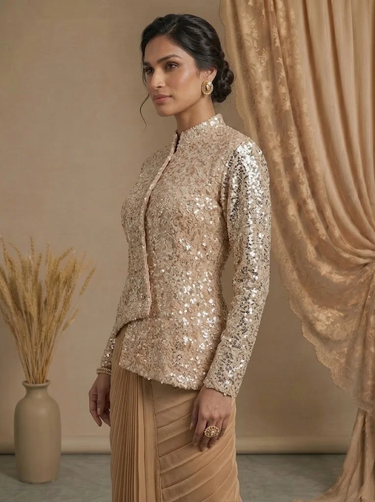 Viny VINY Gold Sequin Embellished Skirt Set – Women's Indian Ethnic Wear