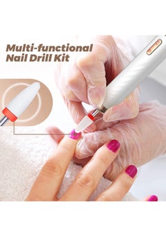 Bukela Electric Nail Grinder, Nail Art Grinder for Exfoliation with Ceramic Nail Drill Bits for Beginners, Nail Drill Machine Set for Polishing Nails, Manicure and Pedicure Tools (White)  - Image 4