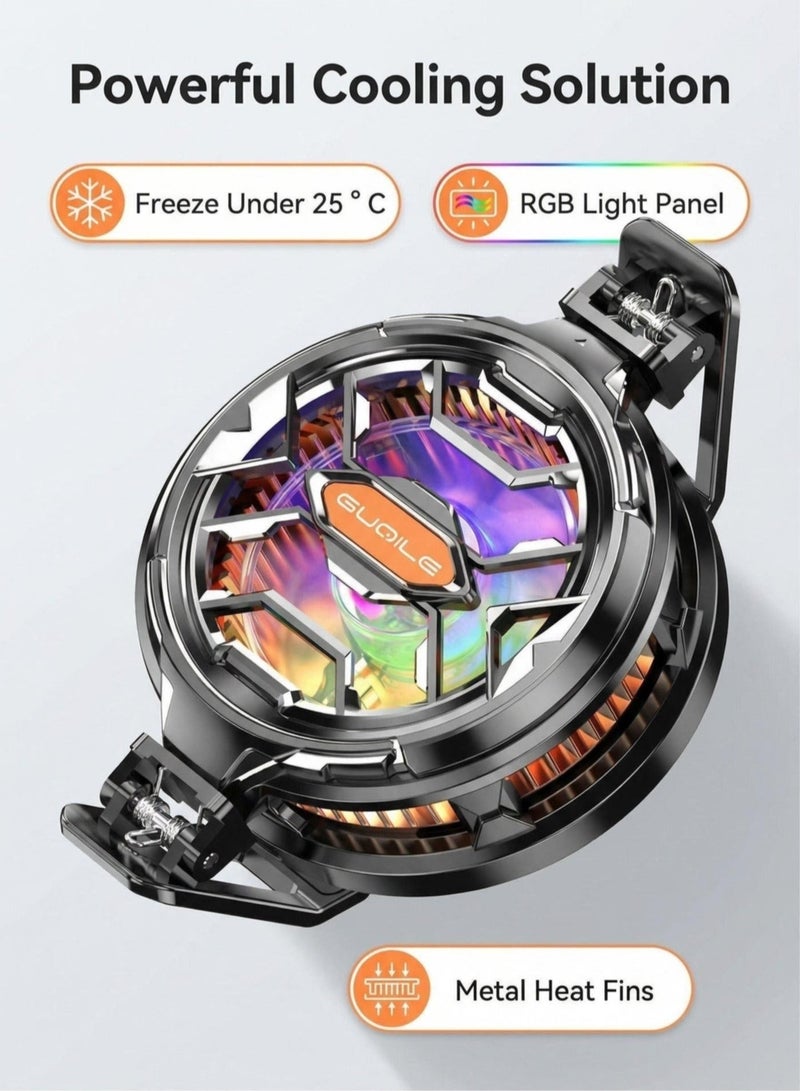 Guqile Gaming Phone Cooler, Semiconductor Fast Cooling Clip Cooler with RGB Light for PUBG, Live Streaming & Navigation - Image 3