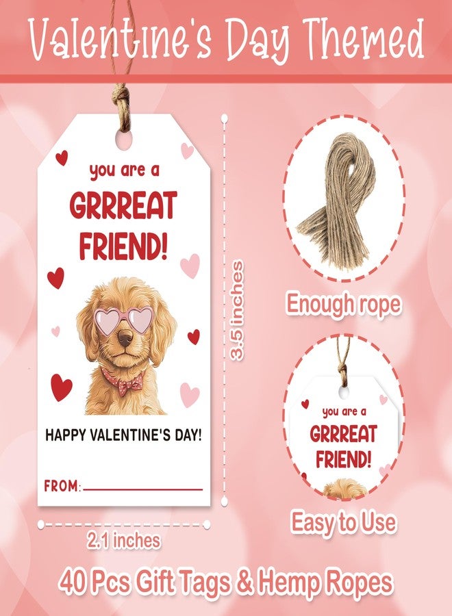 Handeasy Valentine's Day Gift Tags - 50 Happy Valentine's Day Tags with String, You are A Grrreat Friend! Suitable for Gift Wrapping, Candy Bags, Party Gifts-B07 - Image 2