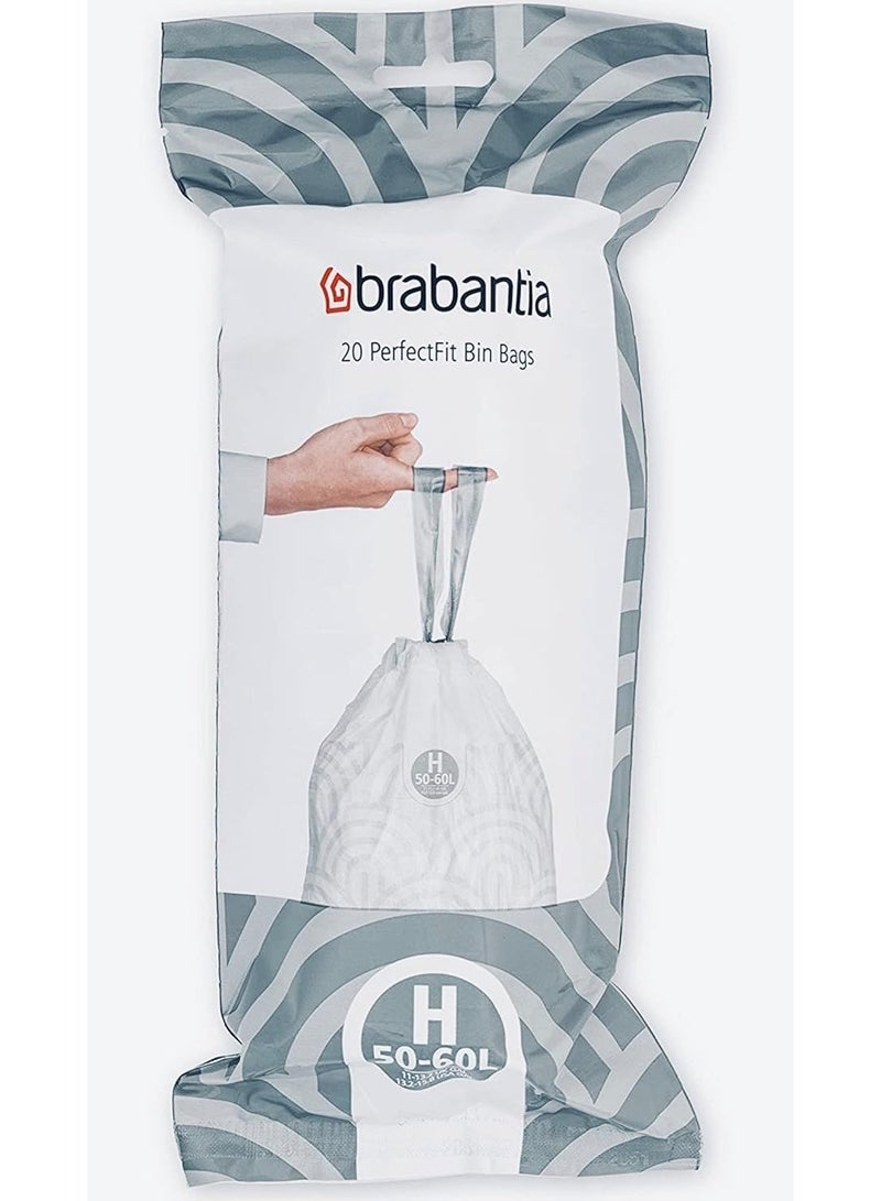 برابانتيا Brabantia PerfectFit أكياس نفايات متعددة العبوات مقاس H (50–60 لتر) – 120 كيس – أكياس قمامة بلاستيكية سميكة مع شريط إغلاق، أبيض - Image 2