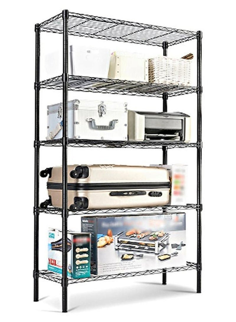 RollsTimi  5-Tier Heavy Type Carbon Steel Storage Rack Black Black 55x30.5x150cm - Image 1