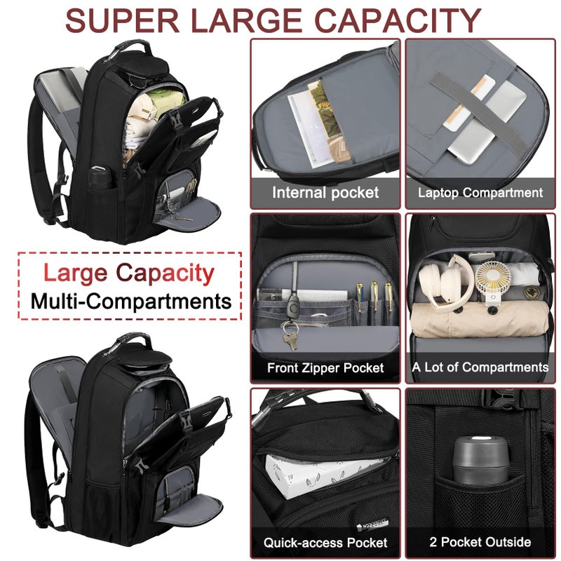 JCDOBEST Extra Large Laptop Backpack for Travel, College & Work, TSA Friendly Commuter Gaming Bag with USB Charging Port, Compatible with PS5/PS5 Pro/PS5 Slim, Fit 15-18.4 inch laptop, 21.7x15.9x10.2 - Image 3
