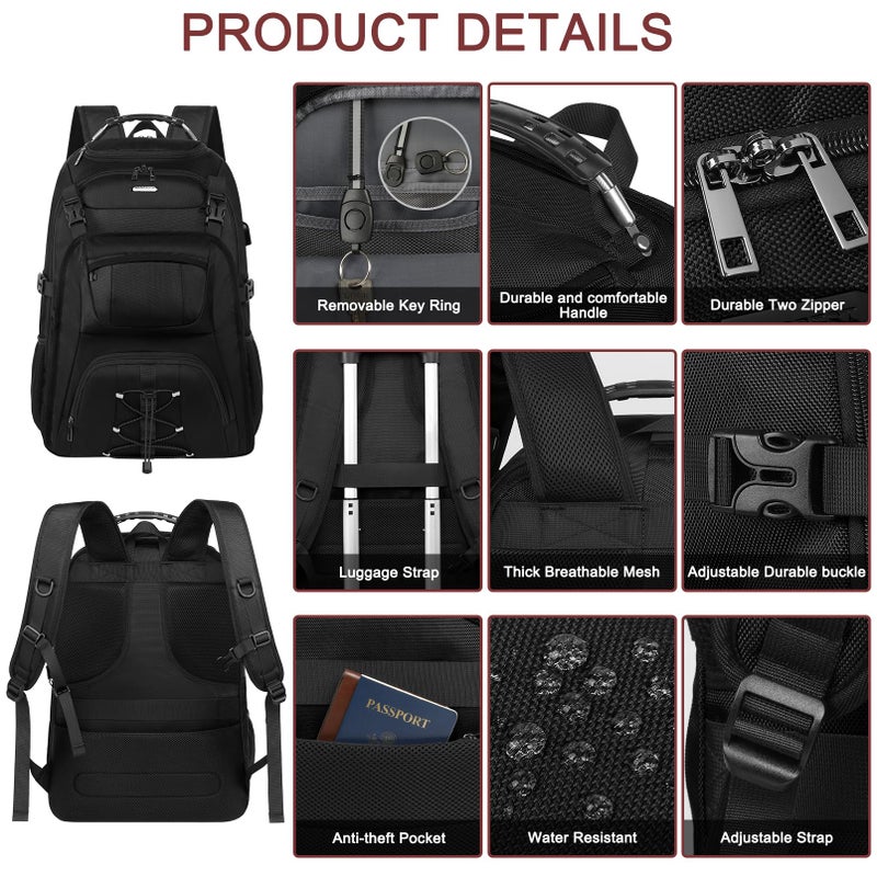 JCDOBEST Extra Large Laptop Backpack for Travel, College & Work, TSA Friendly Commuter Gaming Bag with USB Charging Port, Compatible with PS5/PS5 Pro/PS5 Slim, Fit 15-18.4 inch laptop, 21.7x15.9x10.2 - Image 5