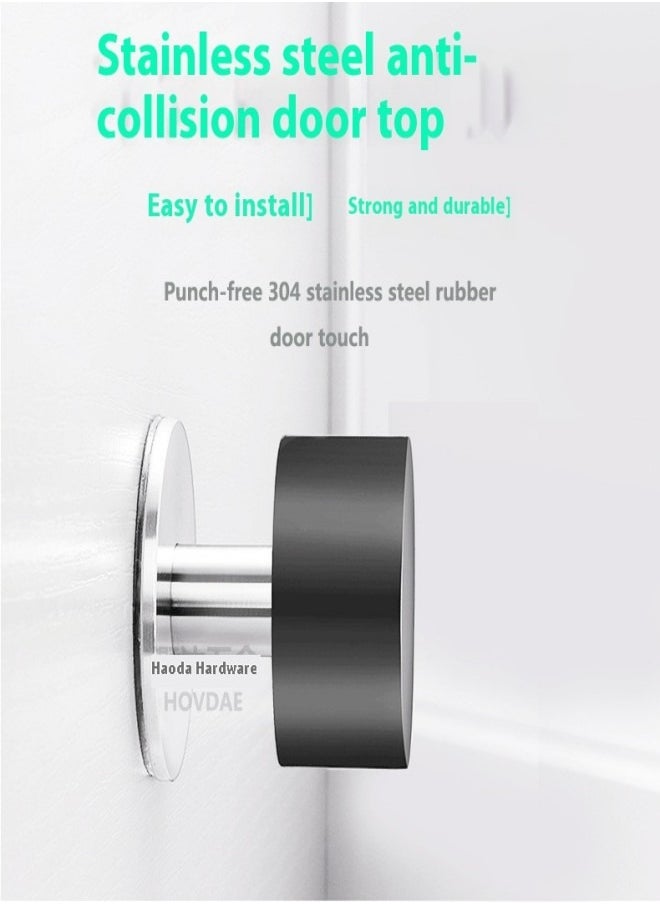 Generic 2-Pack Stainless Steel Door Stoppers – No-Drill Rubber Buffer Door Stop with Strong Adhesive for Wall and Door Protection  - Image 4