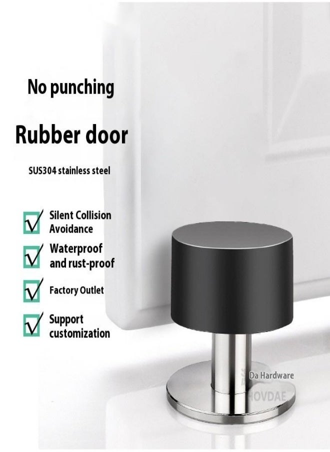 Generic 2-Pack Stainless Steel Door Stoppers – No-Drill Rubber Buffer Door Stop with Strong Adhesive for Wall and Door Protection  - Image 2