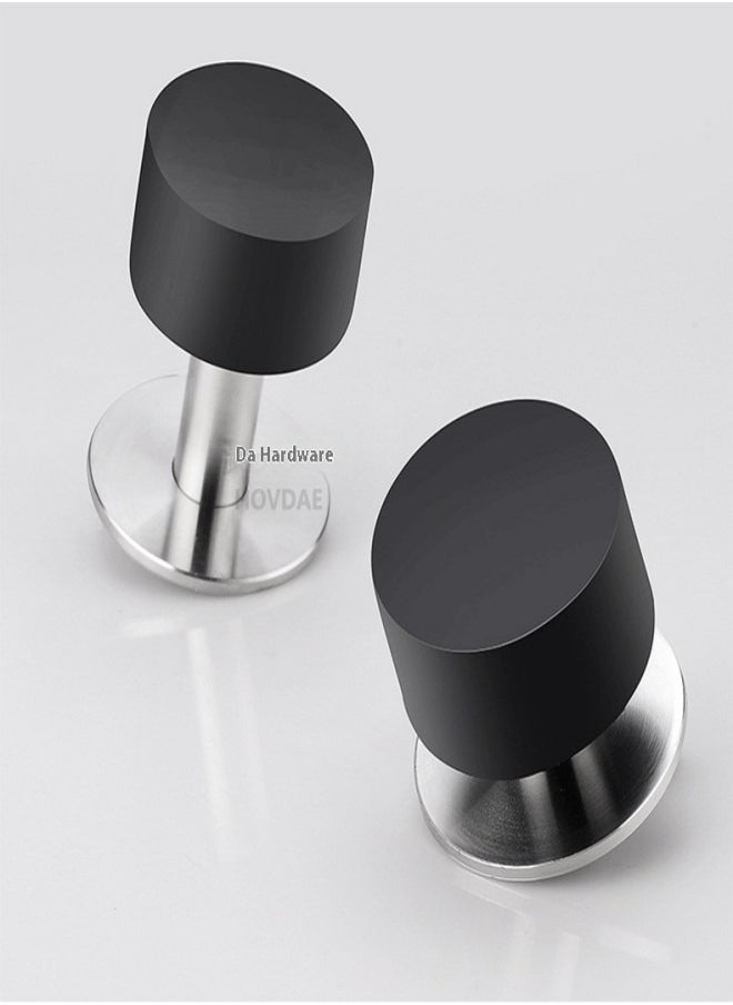 Generic 2-Pack Stainless Steel Door Stoppers – No-Drill Rubber Buffer Door Stop with Strong Adhesive for Wall and Door Protection  - Image 1