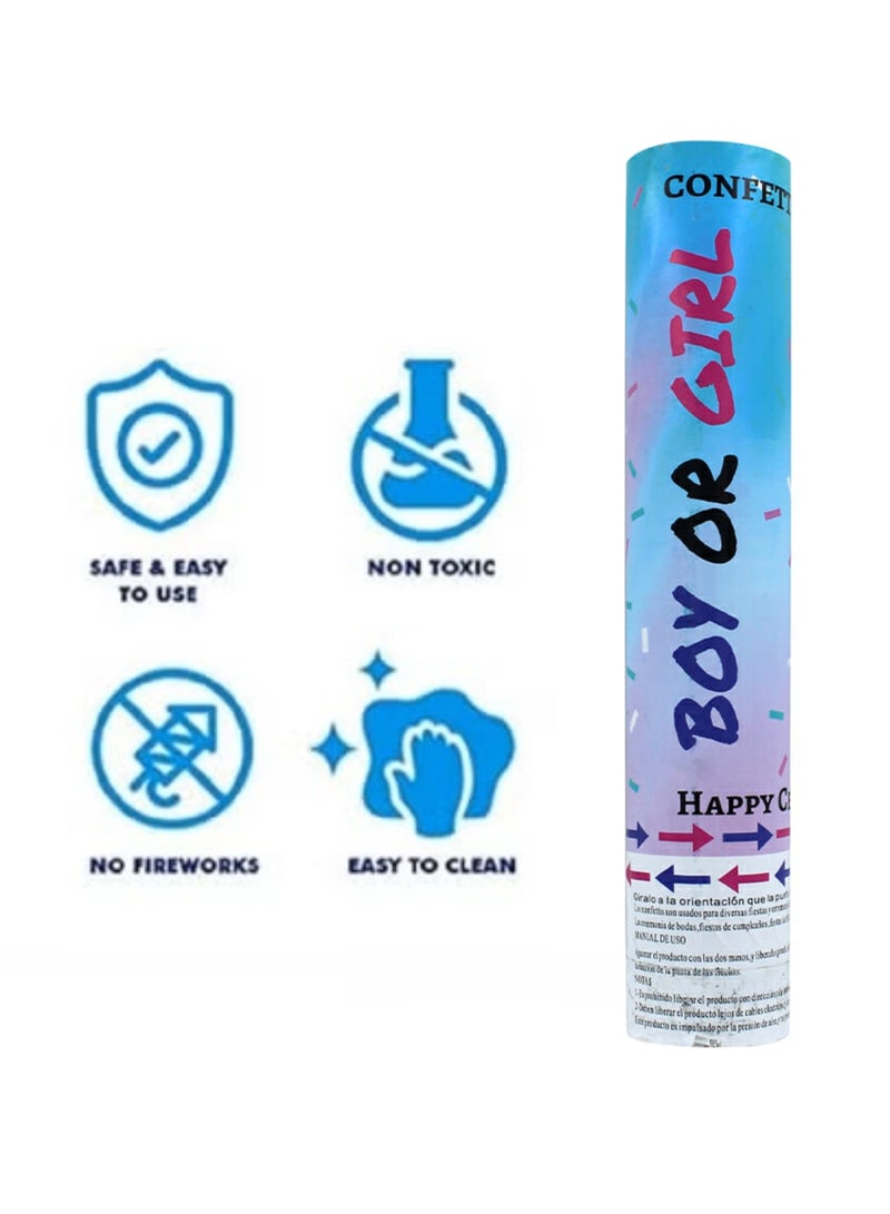 4 PCS Of Gender Reveal Boy Or Girl Twist Poppers With Pink Confetti For Baby Girl Announcement Party - Image 2