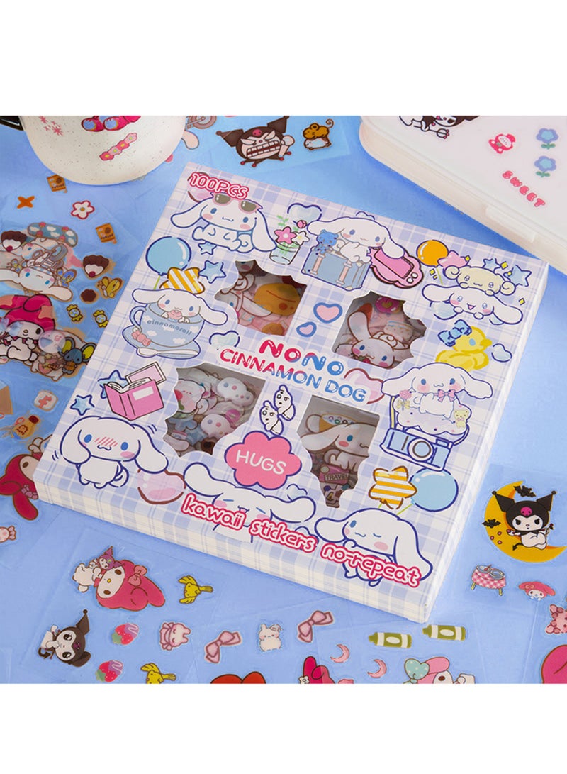 100pcs Cinnamon Dog Stickers Kit, Girls Birthday Gift Anime Cute Waterproof Decorative Sticker Set for Laptop, Skateboard, Water Bottles, Computer, Phone, Guitar DIY, Scrapbooking, Journaling and Room Decoration - Image 1