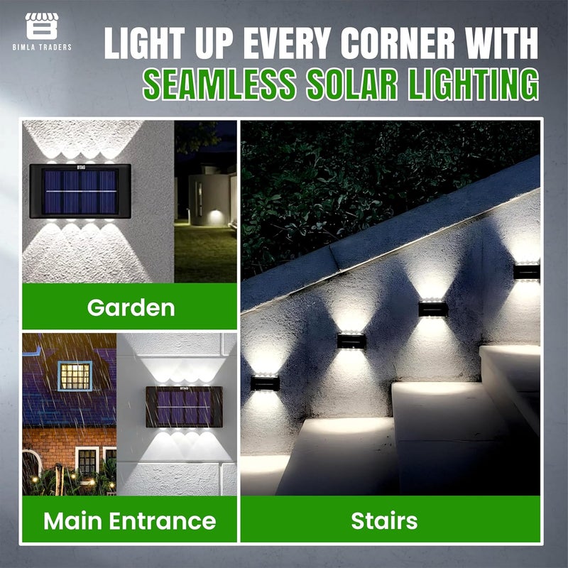 Btag Sun-Powered Up & Down LED Wall Light for Outdoor Use – 8 LED Waterproof Patio Light, Eco-Friendly Sunlight Powered Lamp for Home, Garden, Garage, and Balcony – Pack of 2 (SL009) - Image 5