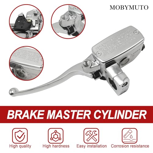 MOBYMUTO Universal 1 25mm Motorcycle Brake Master Cylinder Lever Chrome Handle Brake Master Cylinder Clutch Lever Hydraulic Brake Clutch Master Cylinder Lever Left Side - Image 3