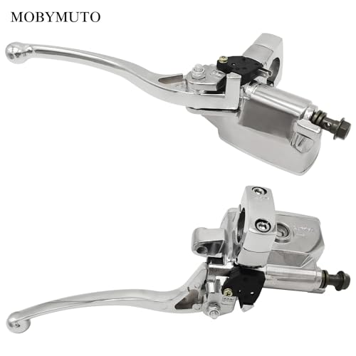 MOBYMUTO Universal 1 25mm Motorcycle Brake Master Cylinder Lever Chrome Handle Brake Master Cylinder Clutch Lever Hydraulic Brake Clutch Master Cylinder Lever Left Side - Image 5